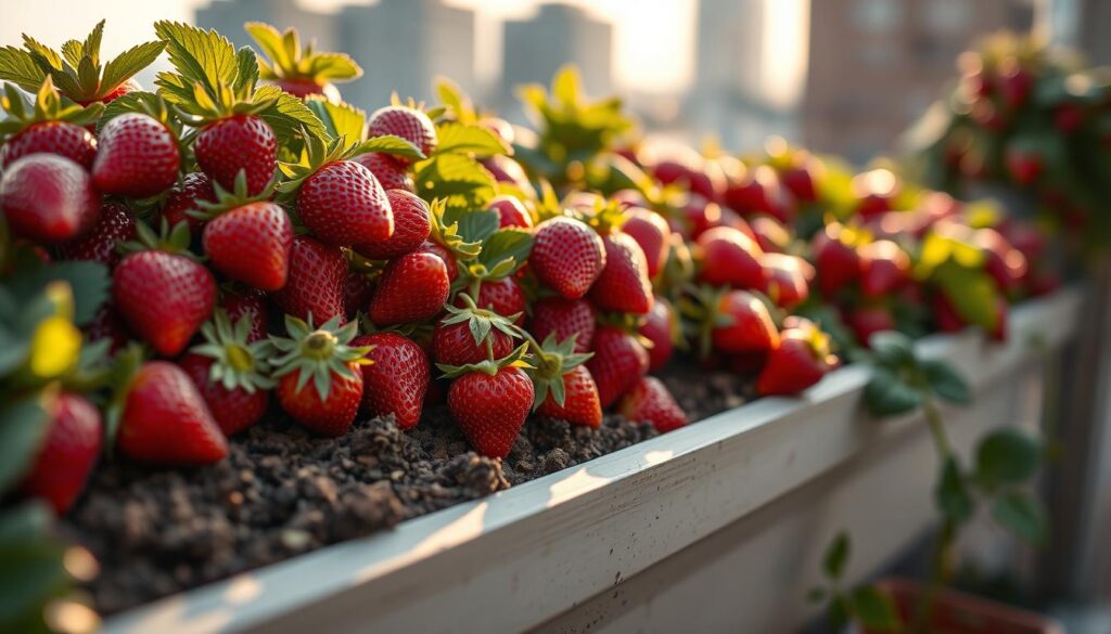 Erdbeeren im Balkonkasten