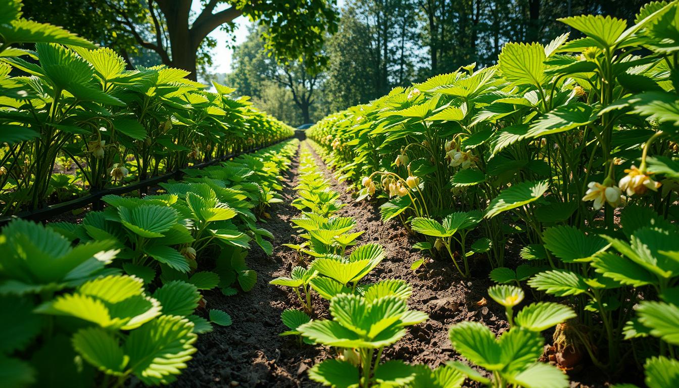 Erdbeerpflanzen im Garten