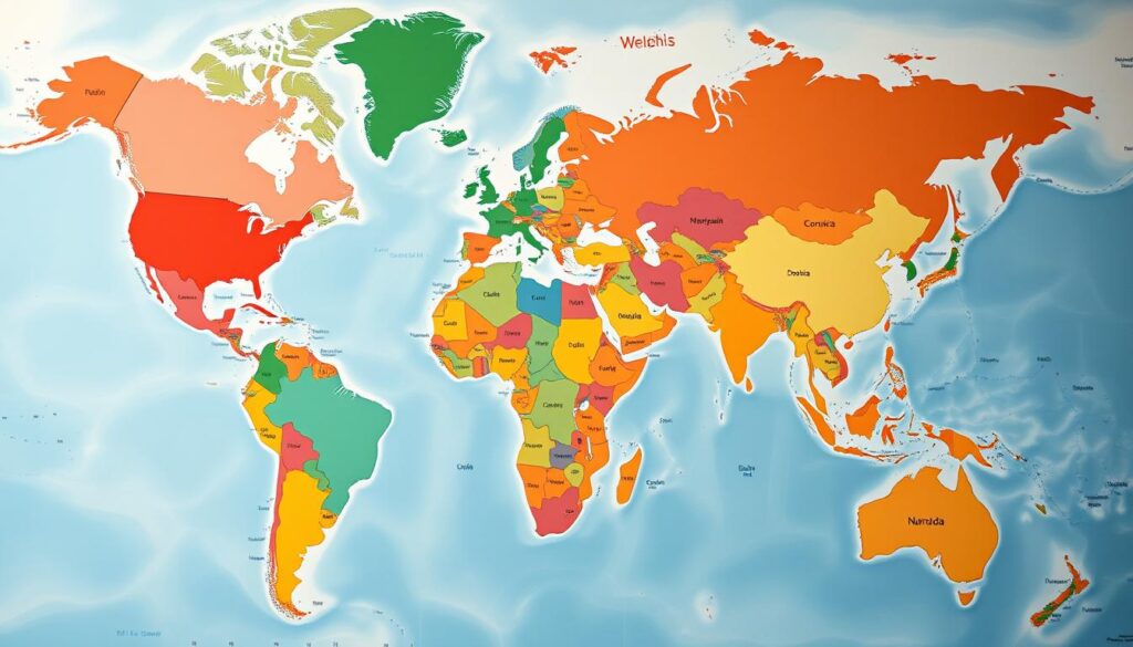 Geografische Verteilung der Länder weltweit